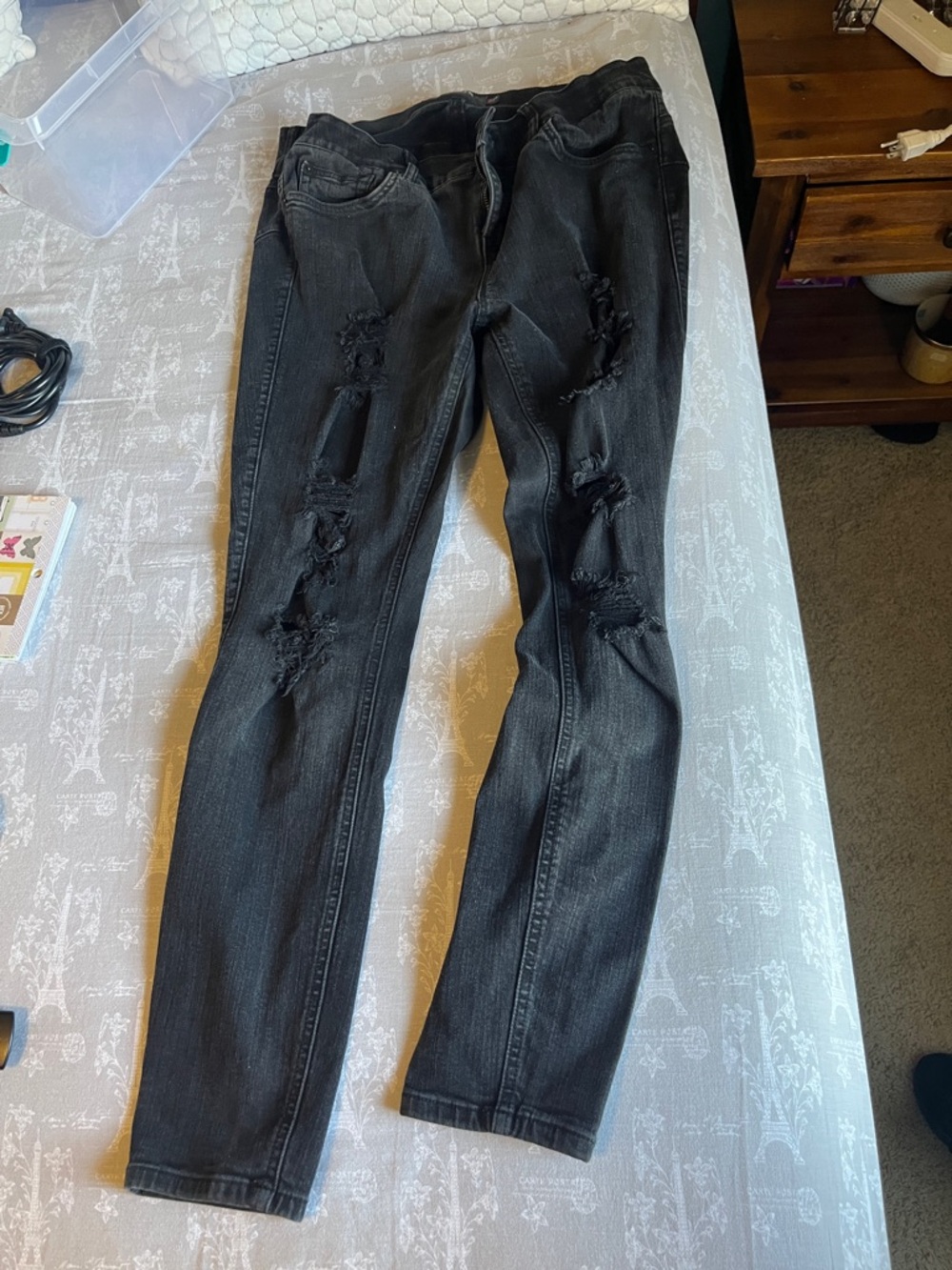 torrid Black Distressed Skinny Jeans